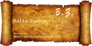 Balla Zenina névjegykártya